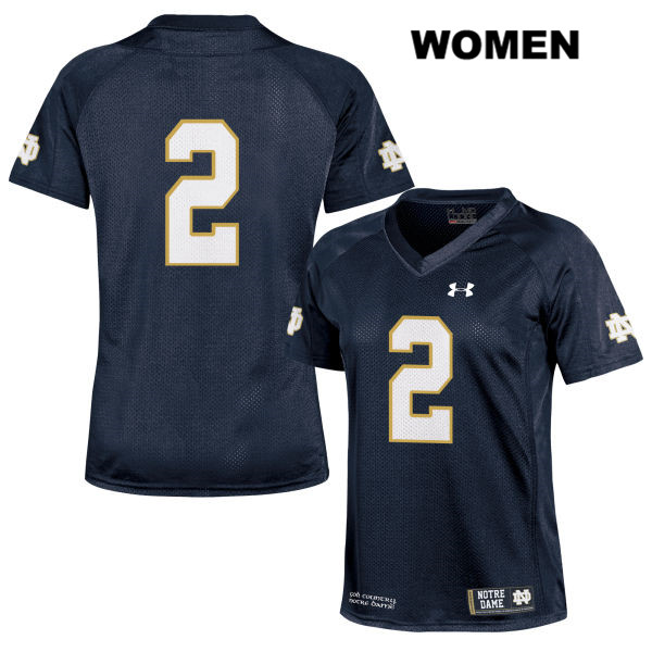 Women's NCAA Notre Dame Fighting Irish #2 Jordan Genmark Heath Stitched College Under Armour Authentic Navy No Name Football Jersey NV10F60JE